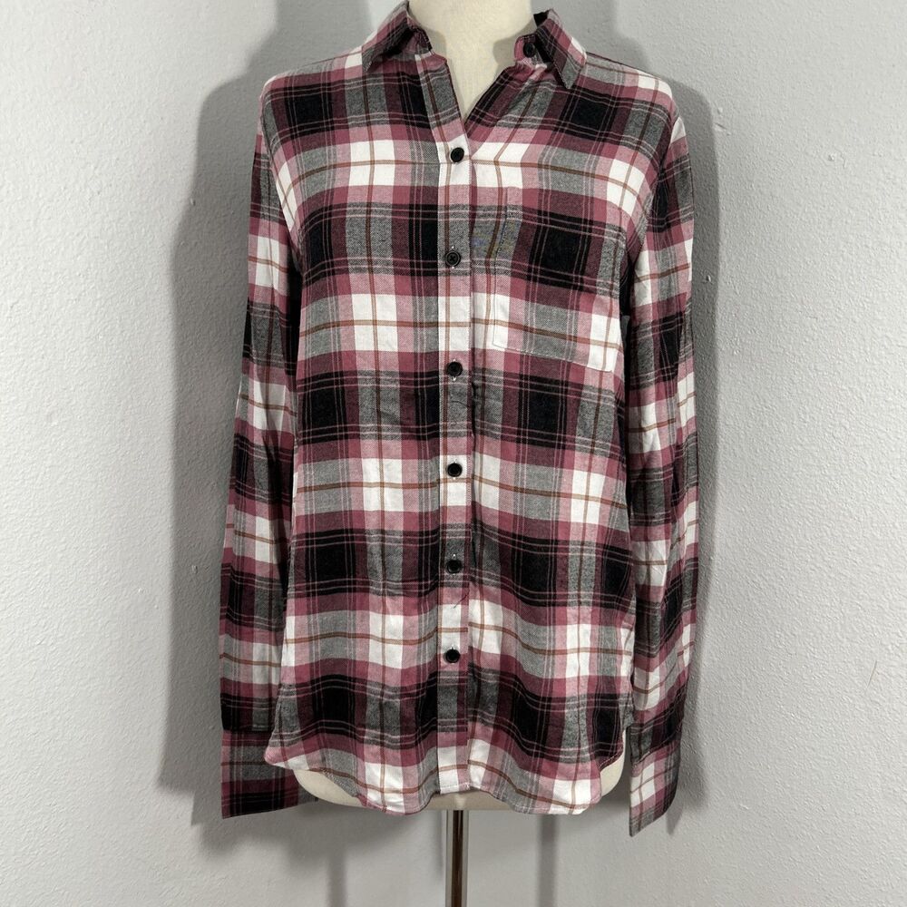 Beach Lunch Lounge Shirt Womens Extra Small Dusty Rose Plaid Whitney